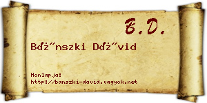 Bánszki Dávid névjegykártya